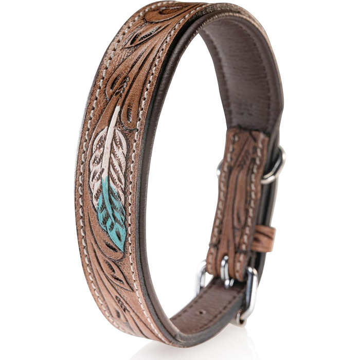 Стильний шкіряний нашийник для собак Джек Рассел від Unikat: ручна робота, м'який, багатокольоровий, з натуральної шкіри буйвола, XL (48-58 см)