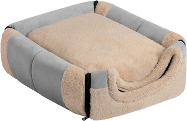 Кішечка Hollypet: ліжко для котів та маленьких собак, 2-в-1, тепле гніздо-печера з кришталевої оксамиту, сірий колір, для дому та вулиці