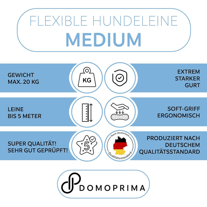 Рулетка для собак DOMOPRIMA (M, зелений) - міцна та надійна повідкова рулетка для тварин