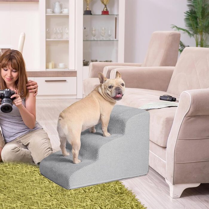 Сходинки для собак Galatée: зручні та стабільні сходи для дому та авто (5 сходин, коричневий/3 сходинки, світло-сірий)