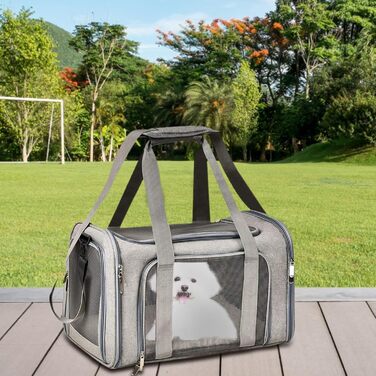 Транспортна переноска для тварин, сумка-переноска, переноска для собак, портативна, багатофункціональна, м'яка, складана, сіра