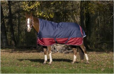 Зимова попона для коня Equi-Theme Highneck 50г, TYREX 1200D, темно-синя/бордова