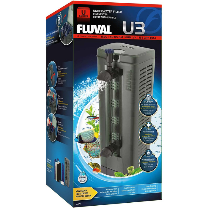 Внутрішній фільтр Fluval U3 для акваріумів 90-150 л, 6 Вт