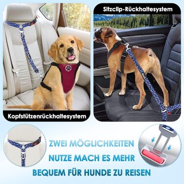 Регульований автогурт для собак SlowTon 2 шт. з кріпленням на підголівник, безпечний, світловідбиваючий, універсальний