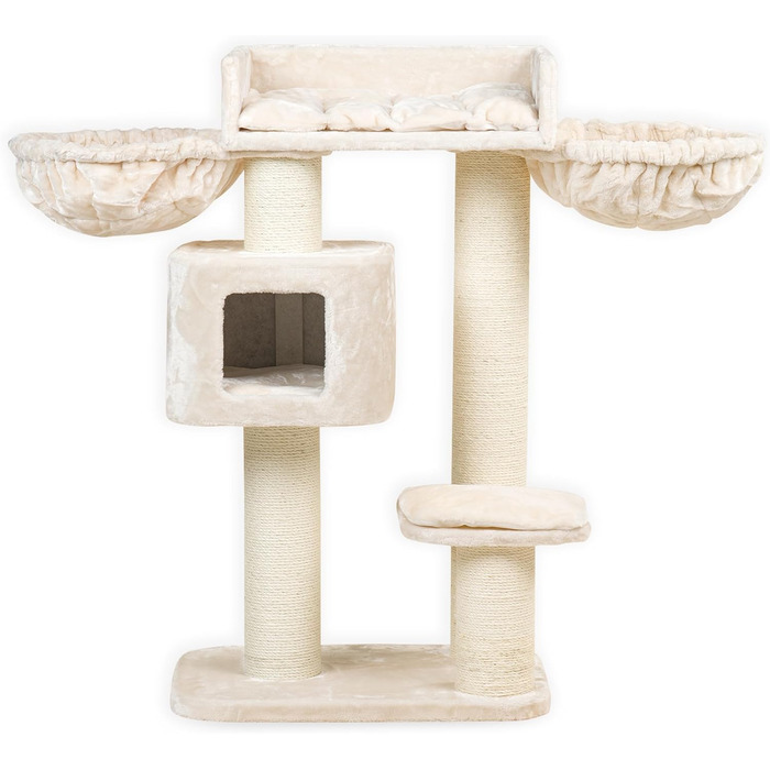 Дряпка для великих котів RHRQuality Devon Rex Plus, бежева, з товстими 15 см сизалевими стовпами