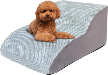 Сходинки для собак Galatée: 2-ярусні, з антиковзким покриттям, з м'якого пінополіуретану, для ліжка, дивана та авто, знімний чохол (сірий)