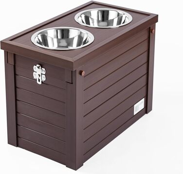 Підвищена годівниця для собак New Age Pet ECOFLEX з двома мисками з нержавіючої сталі та контейнером для зберігання з розсувною кришкою