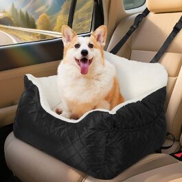 Автокрісло для собак Eikuavons, чорне, 47x47x21 см. З кишенями та шнуром для прив'язування. Підходить для маленьких собак