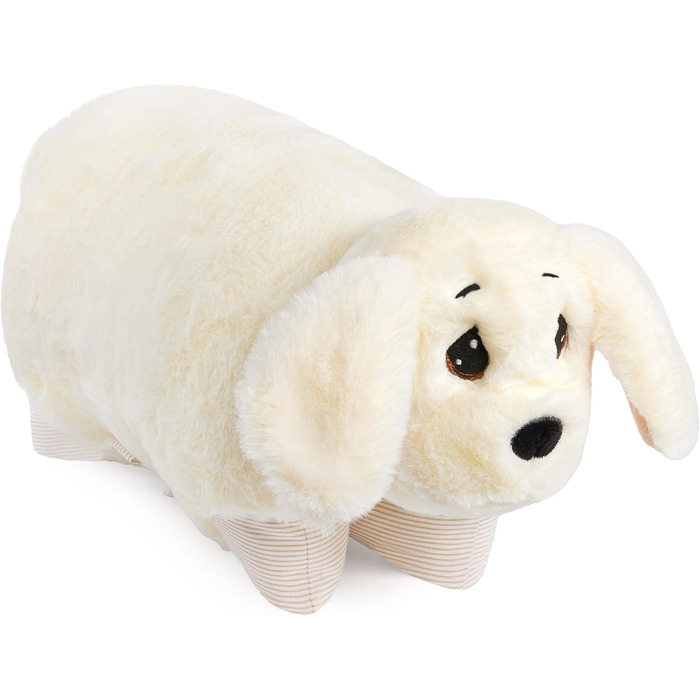 М'яка іграшка-подушка BRUBAKER для дітей - собака 2 в 1, 40 x 30 см. Зручна подушка-собака з кріпленням на липучці, іграшка-собака з тканини, білий колір.