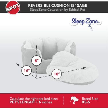 Ліжко для котів і малих собак SPOT Sleep Zone 45,7 см, двостороннє, міцне, зручне, пране, салатове