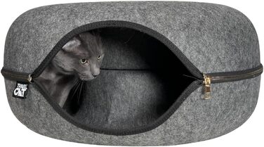 Котяча лежанка-будиночок Reisekatze Donut, преміум, 53,3 см, з фетру, з кігтеточкою та золотистою блискавкою, зручна для котів