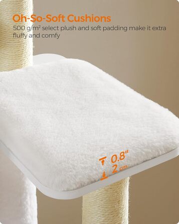 Кігтеточка Feandrea WoodyWonders для котів, багатоярусна, сіра, з подушками, 22.8 x 15.7 x 65 см