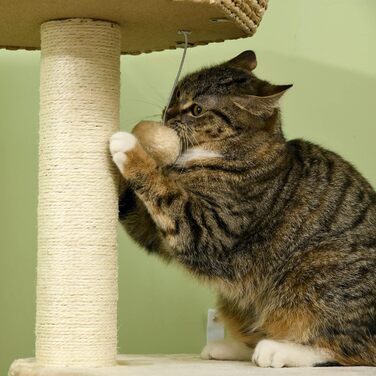 Дряпка для котів PawHut, сизалева, 2 кошики з подушками, 2 м'ячики, ангельський мотив, компактна, кремова