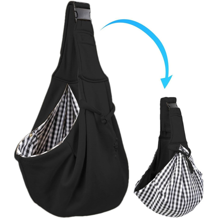 Чорна переносна сумка для маленьких собак та тварин з регульованим ременем