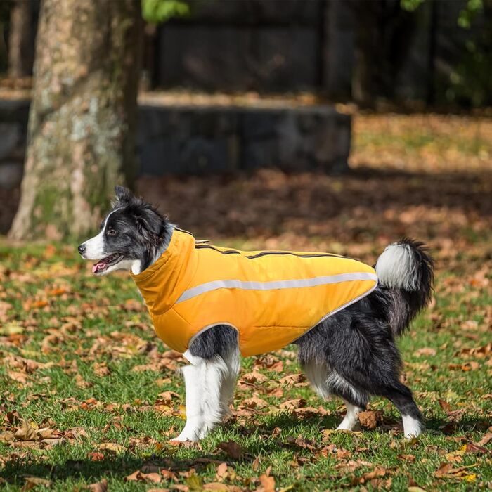 Зимова куртка для собак, тепла водонепроникна куртка для середніх та великих собак, флісова підкладка, світловідбиваючі елементи, для Лабрадора, Бульдога, Самоеда (6XL/68cm, Жовтий)