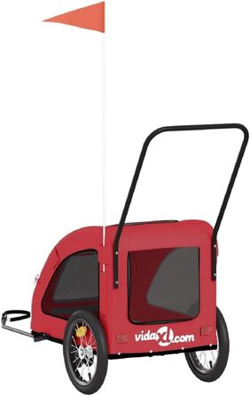 Фургон для собак VidaXL - червоний, 45 кг, Oxford-Gewebe, з прапором та відбивачами