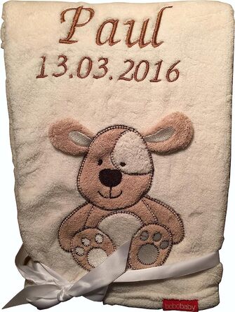 Декоративний лежак для собак KIDDI-MEDIA з вишивкою імені та аплікаціями, бежевий