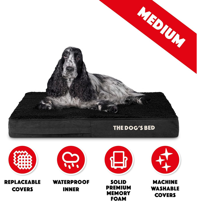 Ортопедичне ліжко для собак, середнього розміру, плюш, 86 x 56 x 10 см, вологостійке, з ефектом пам'яті