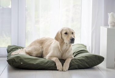 Подушка для собак 4L Textil ZOE, знімний чохол, для великих собак, 100x80 см, темно-зелена, з блискавкою, прана, ортопедичний лежак