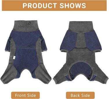 Зимовий теплий халат-комбінезон для собак, флісова куртка для маленьких, середніх та великих собак. Халат-комбінезон для тварин з ніжками, регульований, теплий костюм для собак. Кольори: синій/сірий, розміри: XL, X-Large