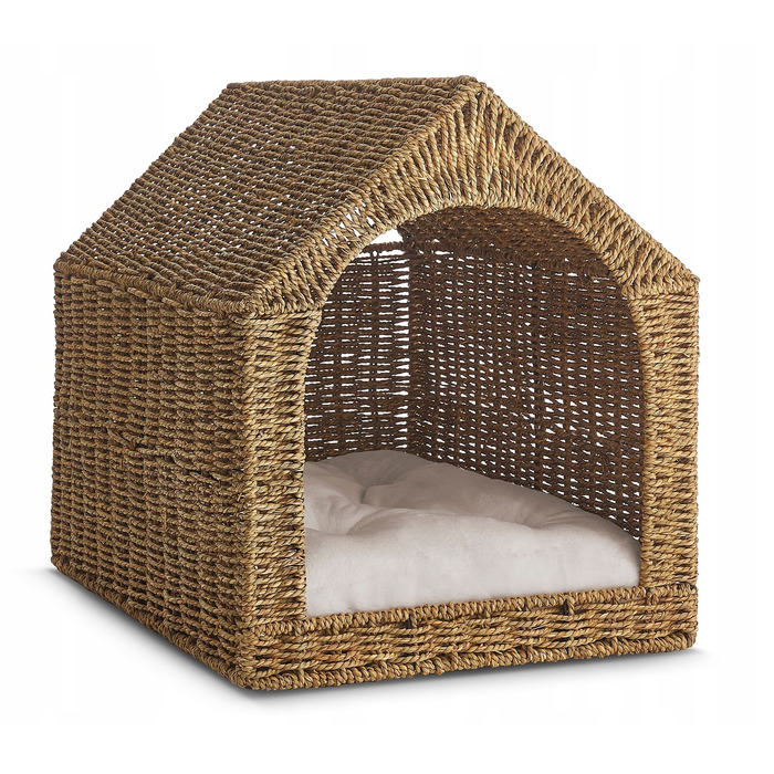 Будиночок-лежак з дашком для собак та котів, ліжко для собак з подушкою