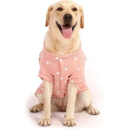 Теплий зимовий пуловер з зірочками для собак середніх та великих порід, м'який фліс, круглий вигин, рожевий колір, розмір 6XL