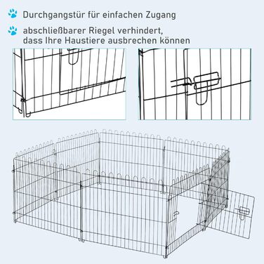 Забіг для цуценят PawHut, металевий, Ø120 x 60 см, чорний, M