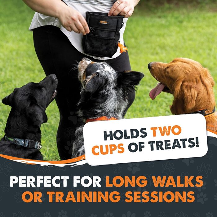 Футляр для ласощів Mighty Paw для собак, 2.0 | Сумка для тренування собак - Лотік для собак - Пет тренінг, сумка для ласощів з ремінцем - Магнітна застібка (Помаранчевий/Чорний)