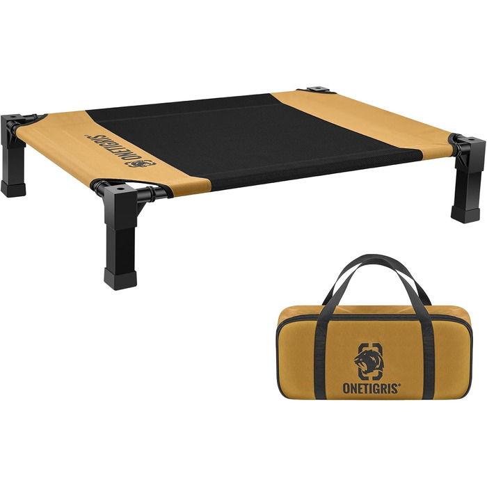 OneTigris лежанка для собак, піднята лежанка 130x91 см, висота 23 см, проста збірка, дихаюча, довговічна, легко миється, підходить для дому, двору, вулиці - коричнева L