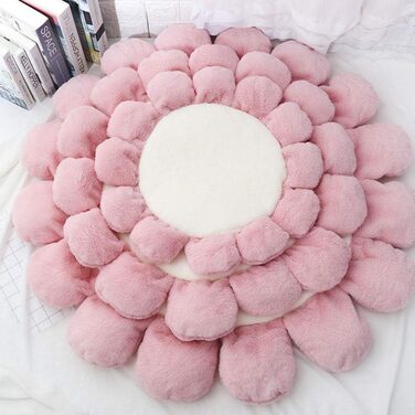 Килимок для тварин Oncpcare, круглий, з квітковим малюнком, м'який, теплий, плюшевий, для собак та котів середніх та малих порід, рожевий, L (100 см)