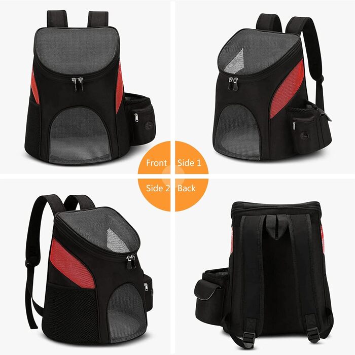 Рюкзак для собак та котів PETCUTE, переноска для маленьких собак, рюкзак-переноска для тварин, знімний килимок, регульовані ремені, дозволений для перевезення в літаку (до 6 кг, червоний)