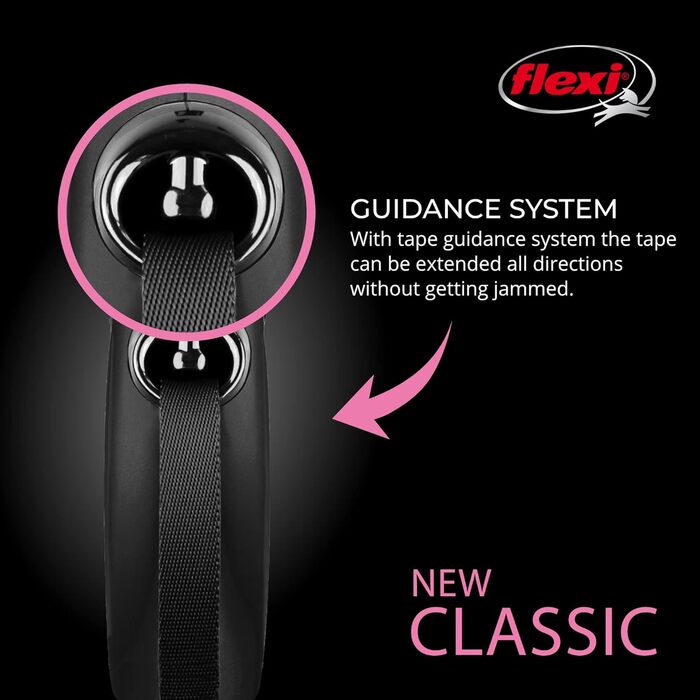 Рулетка для собак FLEXI New Classic, 3 м, XS, чорна