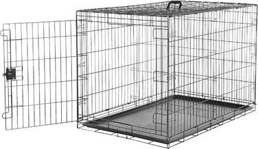 Складана металева клітка для собак Amazon Basics з піддоном, одна дверцята, чорна, 122x76x83 см