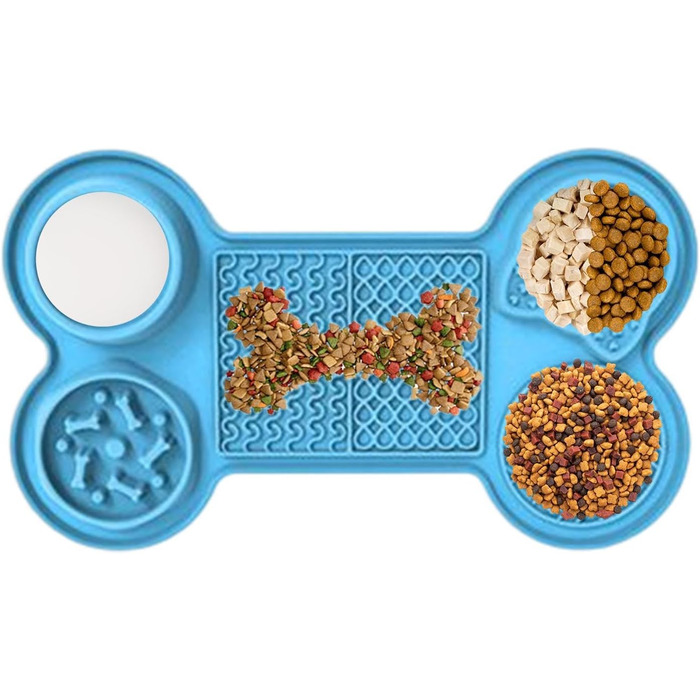 Килимок для годування кошенят та цуценят з 5 присосками, здорове харчування, різні дизайни (блакитний)