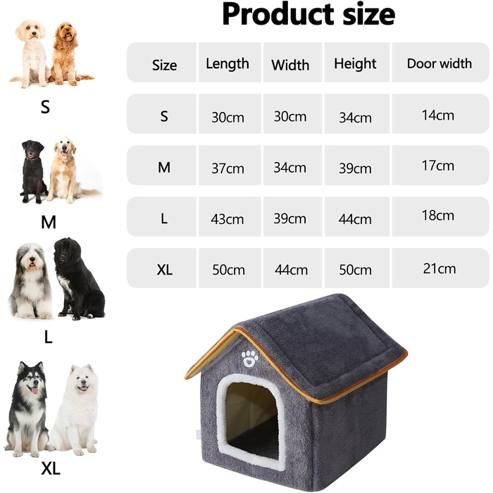 Кімната для домашніх тварин Galatée: тепле ліжко-печера для котів, миле складне котяче будиночок, зручне ігралу для собак, цуценят, кошенят та кроликів (M, сірий)