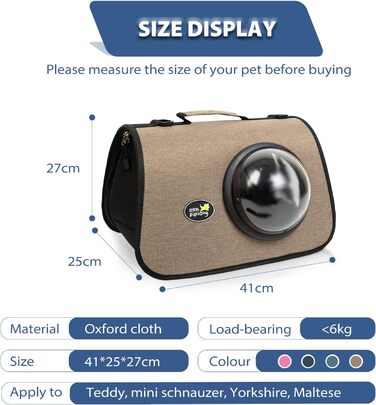 Транспортна сумка для кота/собаки PETCUTE, 41 x 25 x 27 см, складана, з вентиляційними отворами, підходить для середніх котів та маленьких собак, схвалена авіакомпаніями, темно-зелений (кавовий)