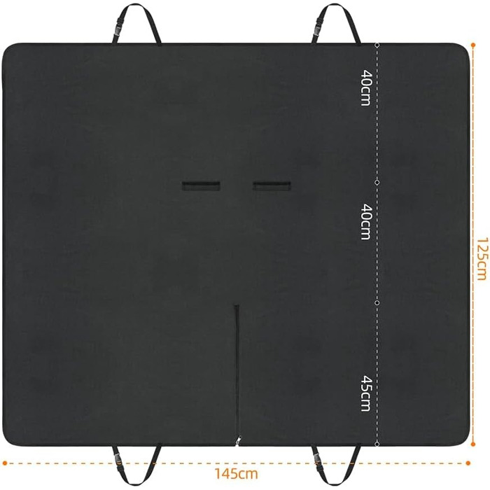 Захист для багажника автомобіля URAQT для собак, 142 x 130 см, водонепроникний, килимок на заднє сидіння для собак, автодекорація, захист заднього сидіння від бруду, з фіксатором для собак та мискою (чорний)