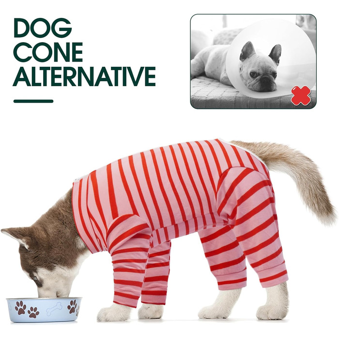 Піжама для собак після операції Kuoser, боді для собак після кастрації, боді для собак після операції (XXL, Рожевий, Зелений)