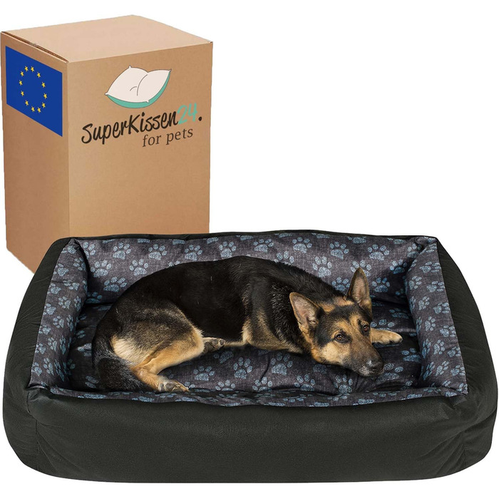 Крісло-лежанка для собак SuperKissen24: лежанка-кошик, лежанка-софа, лежанка для тварин, XL, 120x90 см, чорний/сірий, з льоновими лапами