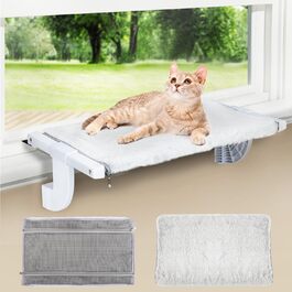 Підвіконна полиця для котів Zoratoo, котяча лежанка з регульованим кріпленням, без присосок, знімний текстиль, для домашніх котів