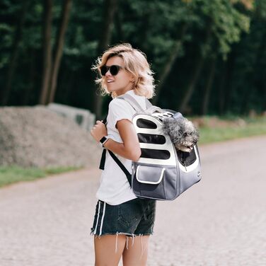 Рюкзак для тварин Galatée - дихаючий рюкзак для собак та котів, сумка для подорожей, схвалений авіакомпаніями, сірий
