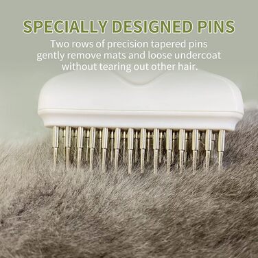 Гребінець для собак - сталевий гребінець для видалення шерсті та розпушування, одинарний/подвійний ряд з обертовими шпильками. Для видалення шерсті, розплутування ковтунів у собак, котів, кроликів, рожевий.