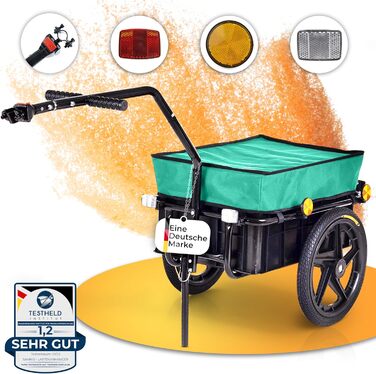 Причіп для велосипеда SAMAX 90 літрів, 80 кг з комплектом: з'єднувач, захисний тент, кріплення. Чорний, для перевезення вантажів.