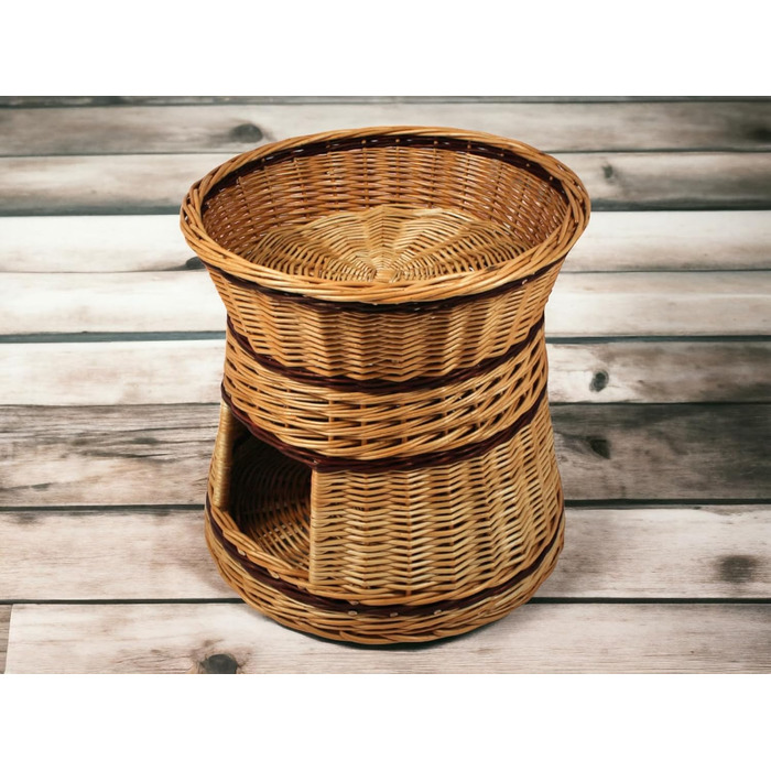 Гніздо для котів та собак: кругле, з прутистої верби, діаметр 47 см, 2 поверхи