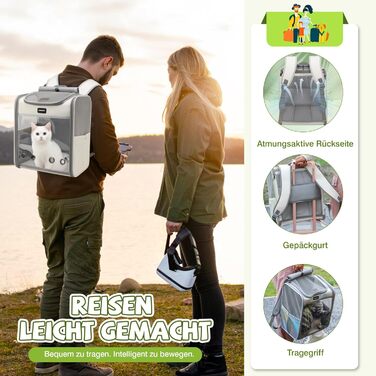Рюкзак для кота великого розміру ALLSOPETS, складаний рюкзак для собак і котів, дихаюча переноска для подорожей, прогулянок та походів (димно-зелений, туманно-сірий)