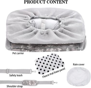 Велосипедна сумка-переноска для собак та котів до 6,8 кг, сірого кольору. З регульованим плечовим ременем та страхувальним тросом.