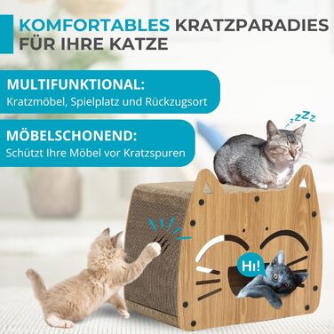 Будиночок-кіготь для котів Ultiness® з ігровим майданчиком, 44x25x38 см. Кліма-кіготь для котів, аксесуари для котів, іграшки для котів