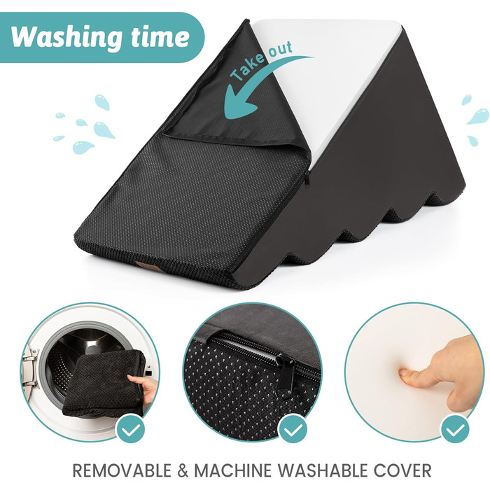 Сходинки для собак маленьких порід 50 см, сходи для тварин на ліжко з високощільним губчастим матеріалом, сходинки для собак з пральною наволочкою та неслизьким дном, 40x72x50 см, 4 сходинки (Чорний, 5 сходинок (40x84x57 см))