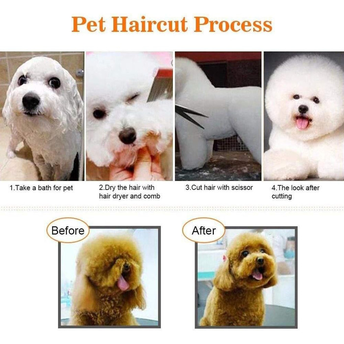 Набір для грумінгу собак та котів: ножиці, тример, щітка, кусачки для нігтів. Нержавіюча сталь, 7 дюймів