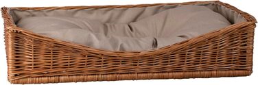 Плетіний корзинка-ліжко для собак та котів з подушкою, 80x50 см, натуральний колір, бежевий